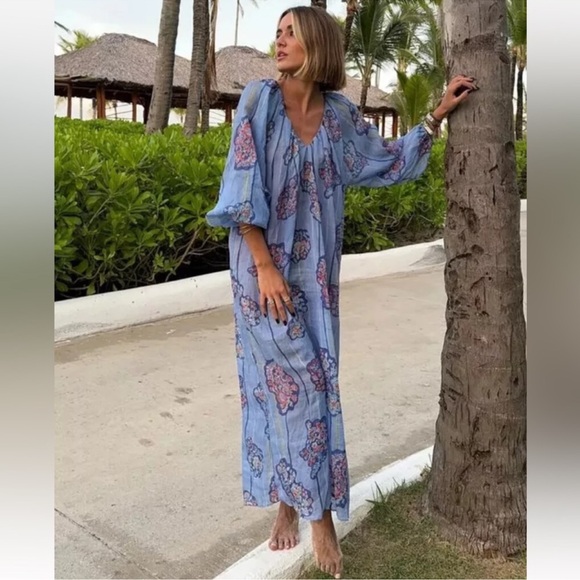 ZARA PRINTED 100% RAMIE TUNIC DRESS - Picture 3 of 16